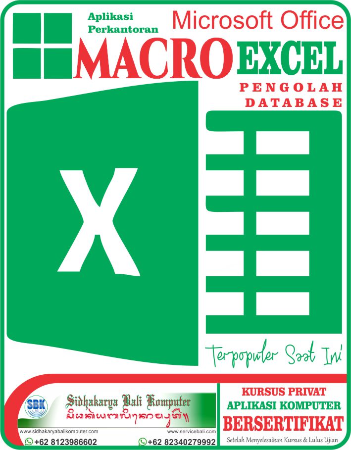 Microsoft Office Macro Excel, Kursus Privat Komputer Aplikasi Macro Excel tersedia di Sidhakarya Bali Komputer